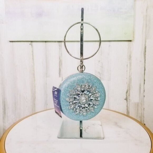 Most Wanted Rhinestone Circle Bag Blue Glitter - Picture 3 of 5